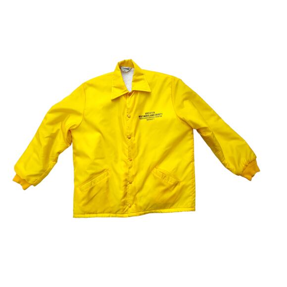 Vintage PIAA Official Yellow Nylon Jacket Shearling Lined Football P.I.A.A. Sz L - Picture 1 of 12